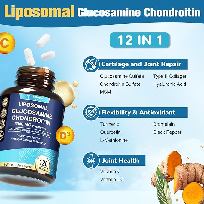 (2 Packs) Glucosamine Chondroitin MSM Collagen, 3000MG HSA FSA Eligible Items Only List for Men & Woman, Hsa Store Eligible Items Supplement, Glucosamine Chondroitin Sulfate 120 Capsules Made in USA