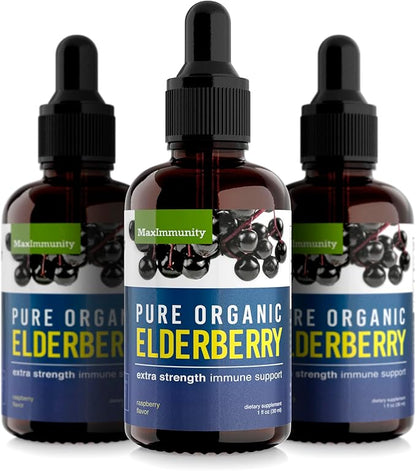 Organic Elderberry Syrup, 30 Day Supply, Black Elderberry Liquid for Immune Support, Sambucus Elderberry Syrup - Liquid Extract Drops for Kids & Adults - Extra Strength (1 Pack)