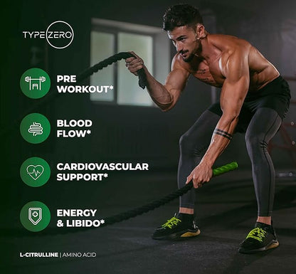 Type Zero L-Citrulline Malate Powder 2:1 6X (300g | 6000mg Per Serving | Unflavored) Ultra Clean L Citrulline, Nitric Oxide Booster, Pre Workout - Nitrous Oxide Vasodilator Supplement