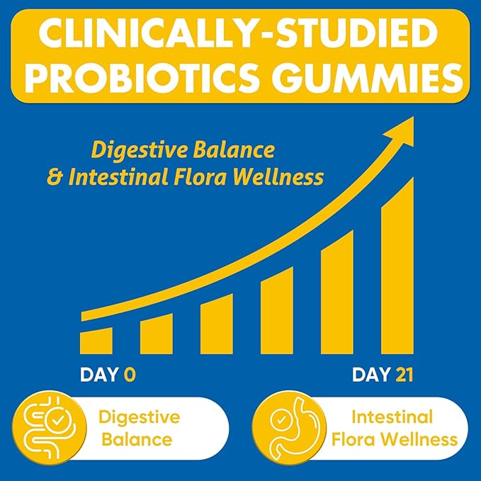 Probiotic Gummies, Sugar Free, 112.5 Billion CFU, 8 Strains Probiotics + 2 Prebiotics & 2 Organic Herbs, for Digestion, Intestinal Flora Balance, IBS & UC, ADD, Probiotics for Women & Men, 60 Counts