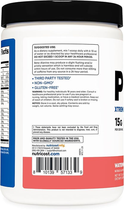 Nutricost Pre-Workout Xtreme, Watermelon, 30 Servings, Vegetarian, Non-GMO and Gluten Free (Pre-X)