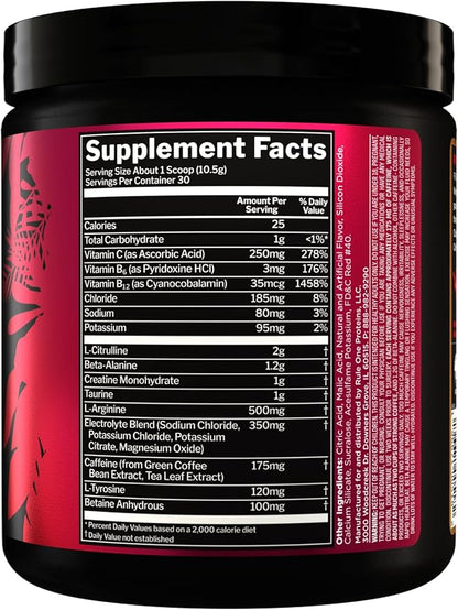 Rule 1 R1 Roar - Pre-Workout Powder with Creatine, Beta-Alanine, Citrulline, Electrolytes & Caffeine (30 Servings, Fruit Punch)