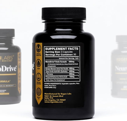 NeuroDrive Memory & Focus Supplement - Boost Brain Focus, Mental Health & Brain Fog | Natural Doctor Approved - Brain Nootropic, Phosphatidylserine, Centrophenoxine, Bacopa - 90 Capsules