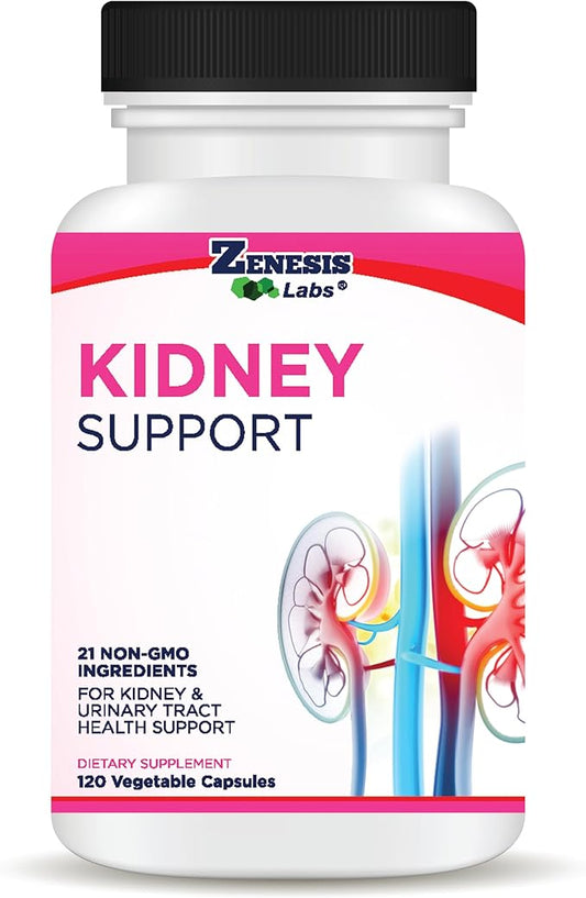 Zenesis Labs Kidney Cleanse Detox Flush & Repair Urinary Tract Support, Natural Cranberry Extract Herbal Supplement Blend (120 Capsules/Bottle) 60 Day Supply