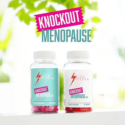 Knockout Menopause AM/PM Natural Relief Bundle Menopause Supplements for Women, Natural Menopause + Perimenopause Multi-Symptom Relief for Daytime and Nighttime Symptoms (1 Month Supply) (Bundle)