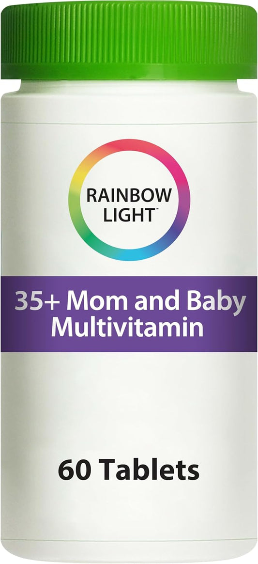 Rainbow Light 35+ Mom and Baby Multivitamin, Prenatal Vitamins Provide High-Potency Mom's Health and Baby's Development Support, With Folate and Iron, Vegetarian, 60 Count