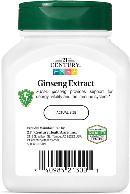 21st Century Ginseng Extract Veg Capsules, 60Count (Pack of 2)