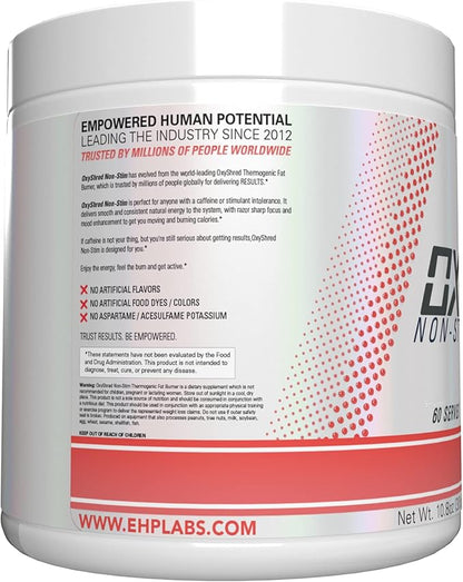 EHP Labs OxyShred Non Stimulant Pre Workout Powder - Stim Free, Caffeine Free Preworkout for Men & Women - Non Stim Preworkout - Sugar Free Energy Powder - Strawberry, 60 Servings
