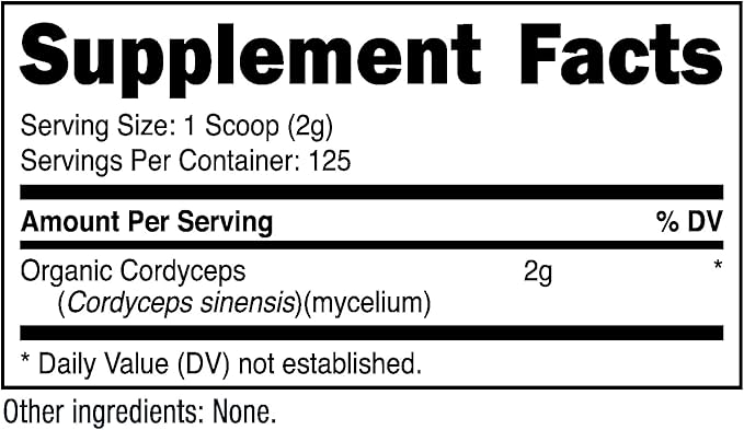 Nutricost Organic Cordyceps Mushroom Powder 250 Grams - USDA Certified Organic, Non-GMO, Gluten Free