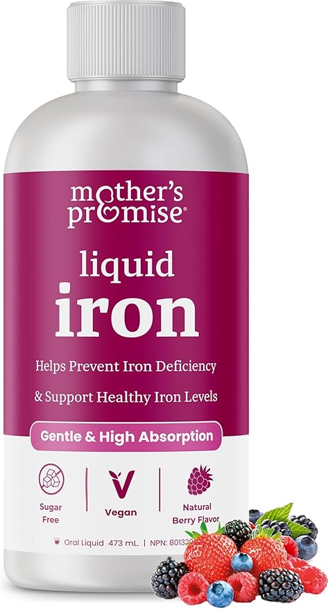 Liquid Iron Supplement for Women, Men & Kids | Non Constipating Vegan Iron Supplements for Anemia, Healthy Blood, Prenatal & Postnatal | Sugar-Free Natural Berry Flavor, Ferrochel® & Vitamin C