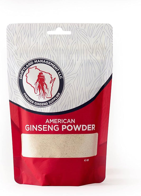 Dairyland Premium American Ginseng Powder 西洋参 - 4 oz Pack of Wisconsin Ginseng Root Powder - Non-GMO, Gluten Free Powdered Ginseng - Use Ginseng Herbal Supplement for Smoothies, Baking, Tea