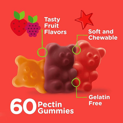 Viteey Kids Multivitamin Gummies, Complete Daily Essential Kids Vitamins - Great for Immune Support & Overall Health - 12 Essential Minerals & Vitamins - Vegetarian, Gelatin Free- Fruit Flavor Gummy