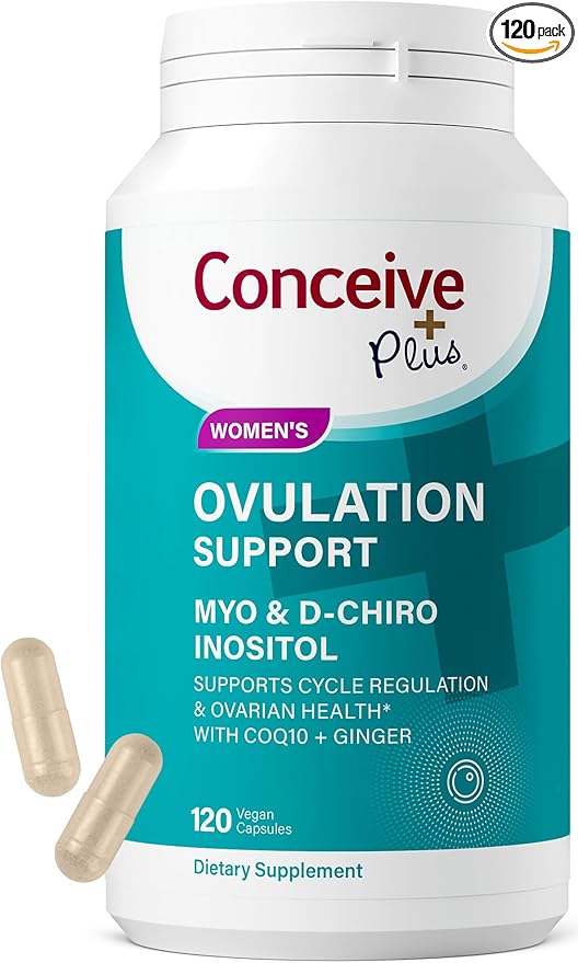 CONCEIVE PLUS Ovulation Support - Inositol Supplement | Myo-Inositol & D-Chiro Supplements | Hormone Balance for Women | COQ10, Folic Acid, Ginger | 30 Day Supply