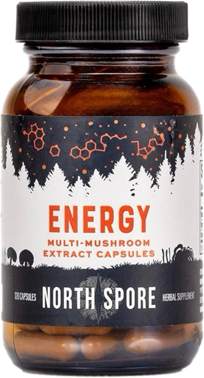 Organic ‘Energy’ Mushroom Extract Capsule Supplement | Stamina & Endurance | Cordyceps, Reishi, Turkey Tail | 100% Fruiting Body Extracts | Vegan, Non-GMO | Made in USA - 120ct