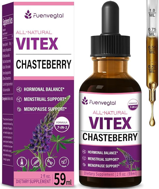 Vitex (Chaste Berry) Drops for Women, Natural Menstrual & Menopause Support Supplement w/Chasteberry, Black Cohosh, Red Clover, Shatavari, Wild Yam, St. John's Wort Herb Extract. 2oz