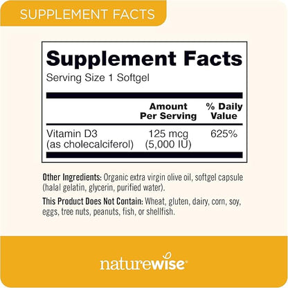 NatureWise Vitamin B12 1,000 mcg 150 Softgels & Vitamin D3 5000iu 360 Mini Softgels for Energy, Mental Clarity, Bone & Muscle Support