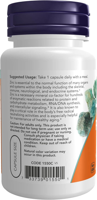 NOW Supplements, Zinc Picolinate 50 mg, Supports Enzyme Functions*, Immune Support*, 60 Veg Capsules (Pack of 2)