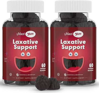 Maxi Health Laxative Gummies - Chewable Vegan Gummy Laxative for Adults & Kids Ages 6 and Up - All-Natural Laxative w/Senokot Extract & Mixed Natural Fruit Flavors (Berry, 60 Count, Pack of 2)