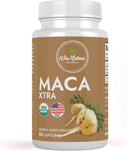 Maca Xtra Capsules 1000mg | Organic Herbal Supplement | Natural Source of Amino Acids Iron & Magnesium | 60 Capsules