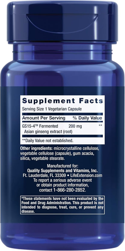 Life Extension Ginseng Energy Boost, Energy Support, Healthy Stress Management, Gluten-Free, Non-GMO, Vegetarian, 30 Capsules