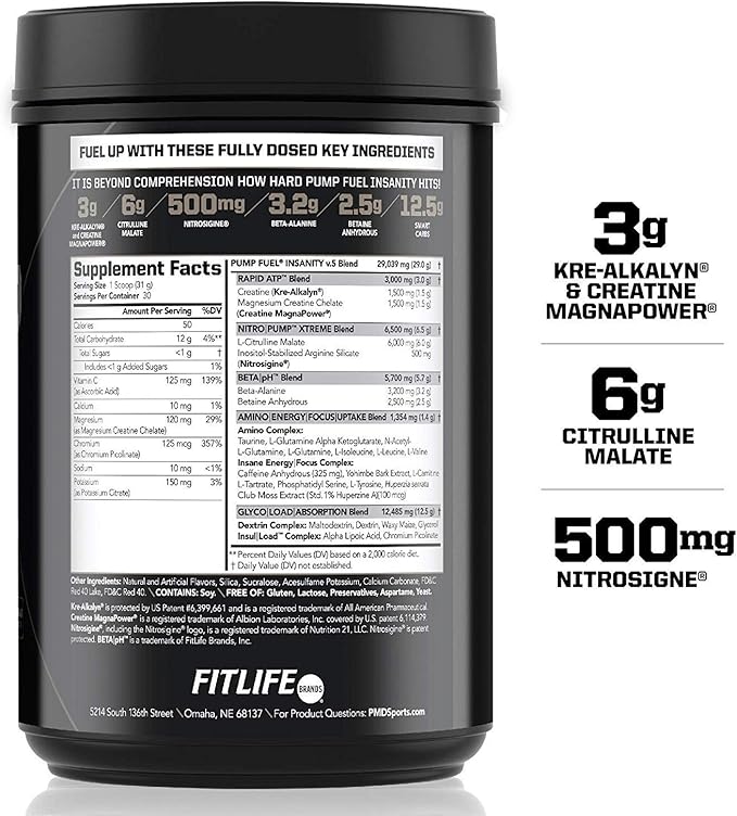 PMD Sports Sports Ultra Pump Fuel Insanity - Pre Workout - Tropical Orange Mango (30 Servings) Sports Omega Cuts Elite Thermogenic Fat Burner (90 Softgels)