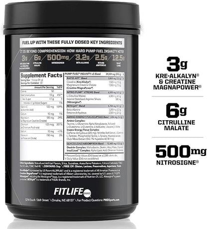 PMD Sports Sports Ultra Pump Fuel Insanity - Pre Workout - Tropical Orange Mango (30 Servings) Sports Omega Cuts Elite Thermogenic Fat Burner (90 Softgels)