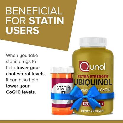 Qunol Ubiquinol CoQ10 200mg Softgels, Powerful Antioxidant for Heart and Vascular Health, Essential for Energy Production, Natural Supplement Active Form of CoQ10, 120ct Softgels