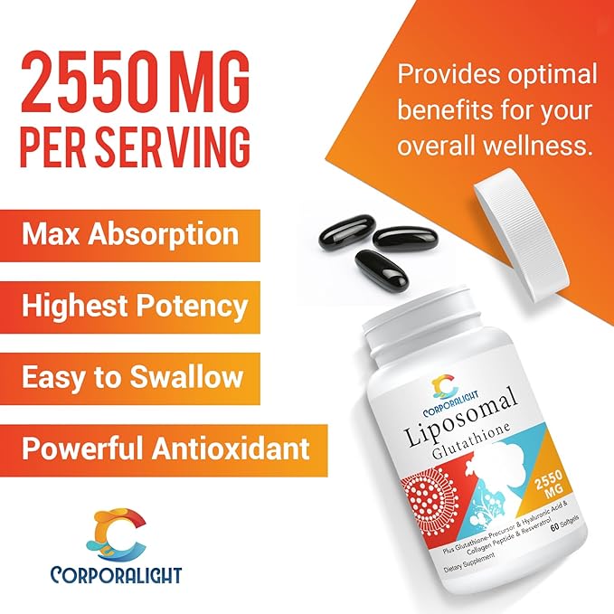Liposomal Glutathione Softgels, Enhanced Absorption - Liposomal Delivery, Active Form L-Glutathione, Made in USA, Rich in Antioxidant Formula, Gluten Free, 180 Softgels
