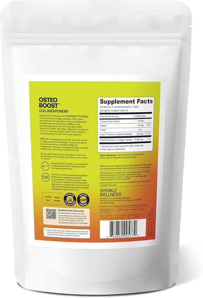 Osteo Boost (Orange) [30 Serves] | Collagen Powder Supplement | FORTIBONE Bioactive Collagen Peptides and Buffered Vitamin C Nutra C | Bone Supplements