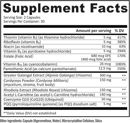 BB Company InergyPLUS | Energy Vitamins for Women, Fatigue, Natural Energy Supplements for Focus | Vitamin B12, Folic Acid, Rhodiola Rosea, Cordyceps, CoQ10, Caffeine Free | Packaging Vary | 60 Ct