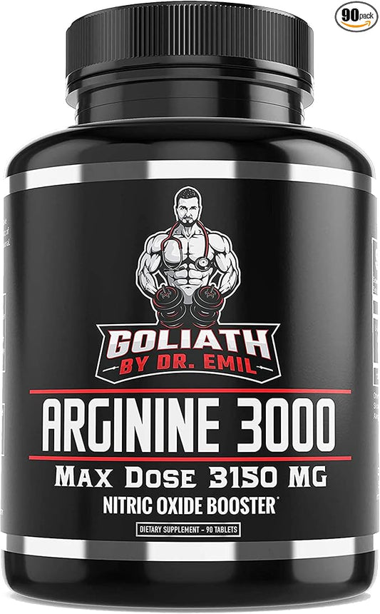 Dr. Emil - L Arginine (3150mg) Highest Capsule Dose - Nitric Oxide Supplement for Vascularity, Endurance and Heart Health (AAKG and HCL) - 90 Tablets