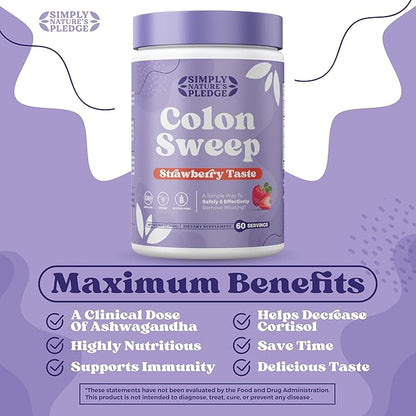 ColonSweep Psyllium Husk Powder Colon Cleanser - Vegan, Gluten Free Fiber Supplement - Safe Colon Cleanse for Constipation Relief, Bloating Relief & Gut Health -16 OZ (60 Servings)