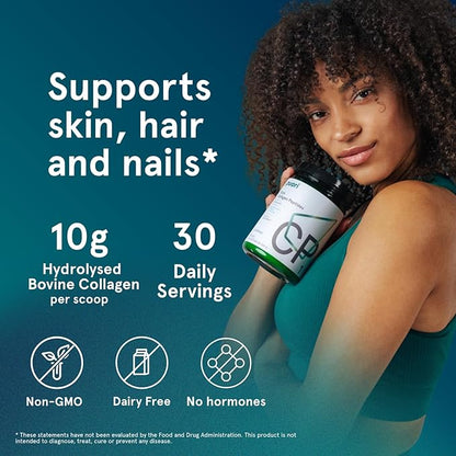Puori - CP1 Pure Collagen Peptides Powder - Hair, Skin, Nails - Joint, Bones Support - Hydrolyzed Protein, Unflavored, 30 Servings