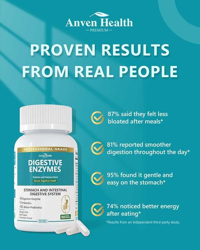 Digestive Enzymes with Probiotics Prebiotics for Women Men - Multi Enzyme for Bloating Relief, Gas, Constipation, Digestive & Gut Health, Vegan & Non-GMO | 180 Capsules