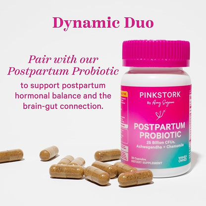 Pink Stork Total Postnatal Vitamins for Women with Vegan DHA, Iron, Folate, and Vitamin B12, Postpartum Recovery Essentials, Daily Supplement for Breastfeeding Moms - 3 Month Supply