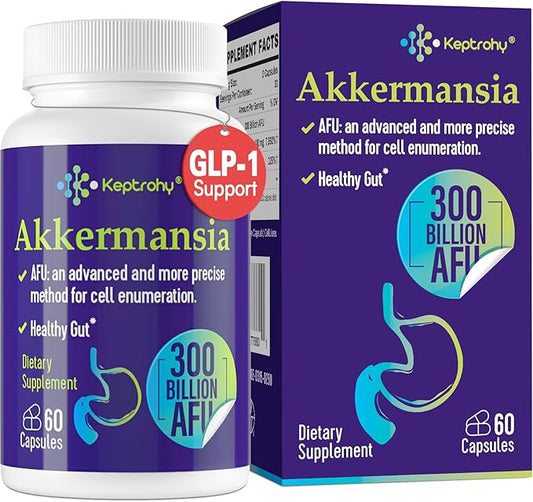 GLP-1 Supplement - 300 Billion AFU Akkermansia Probiotic for Women & Men, Akkermansia Muciniphila for GLP-1 Production, Digestive, Gut, Immune Health, Enhances Gut Digestive Lining function, 60 Count