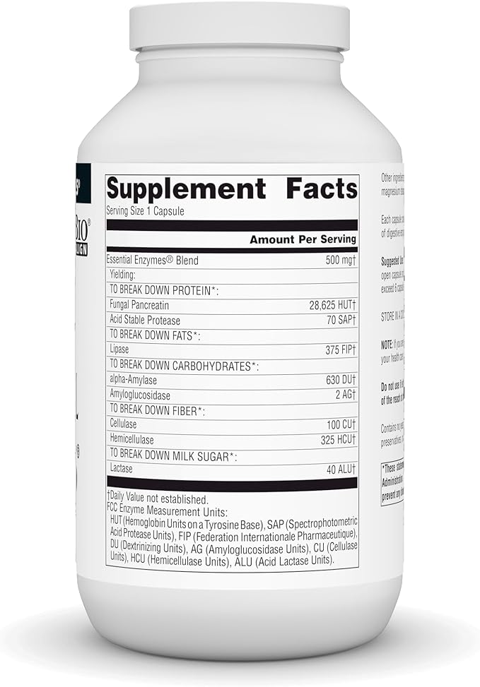Source Naturals Essential Enzymes 500mg, Bio-Aligned Multiple Enzyme Supplement Herbal Defense for Digestion, Gas, Constipation & Bloating Relief - Digestive Aid* - 360 Capsules, 360 Servings