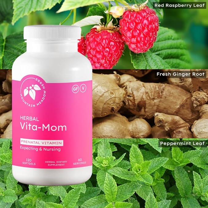 Mountain Meadow Herbs Vita-MOM Prenatal Vitamins – Herbal Supplement for Women with Folic Acid, Iron, Multivitamins & Organic Herbs – 120 Softgels (2-Month Supply)