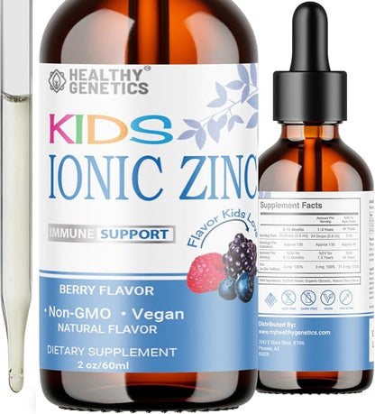 Ionic Liquid Zinc Drops for Kids | 30 Day Supply | Zinc Sulfate | Immunity, Mood, Brain Thyroid | 2 Oz