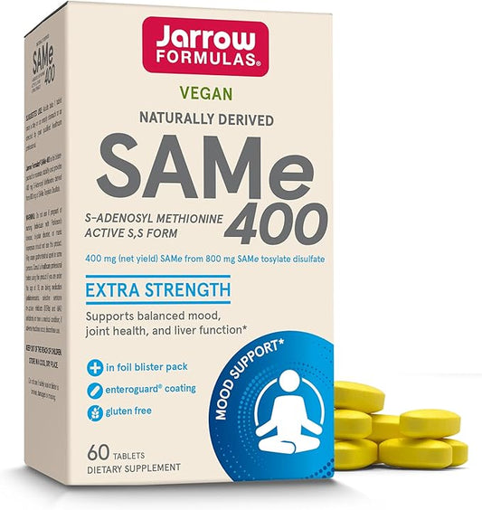 Jarrow Formulas SAMe 400 mg, Supports Joint Health, Liver Function, Brain Metabolism, 60 Tablets, Up To a 60 Day Supply