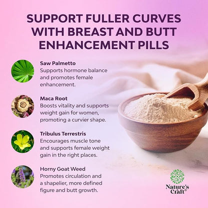 G-Curve Breast and Butt Enhancer Pills May Support Voluptuous Curves - Herbal Enhancement Pills with Horny Goat Weed for Women Saw Palmetto Extract and L-Arginine *Results May Vary