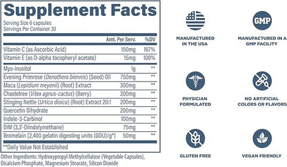 Revive MD Hormone Balance for Women - Hormone Support with Myo-Inositol, Chaste Berry, DIM, Vitamin C & E and Evening Primrose Oil - Women's Health Supplements for Hormonal Balancing - 180 Capsules