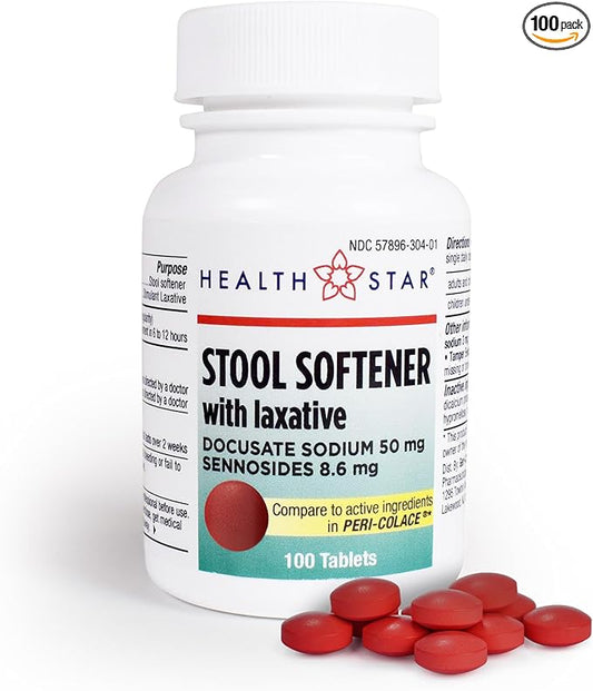 GeriCare Senna Plus Laxative & Stool Softener Tablets 50mg / 8.6mg Strength Natural Vegetable Stimulant Laxative | Gentle Constipation Relief | Docusate Sodium for Bowel Movement