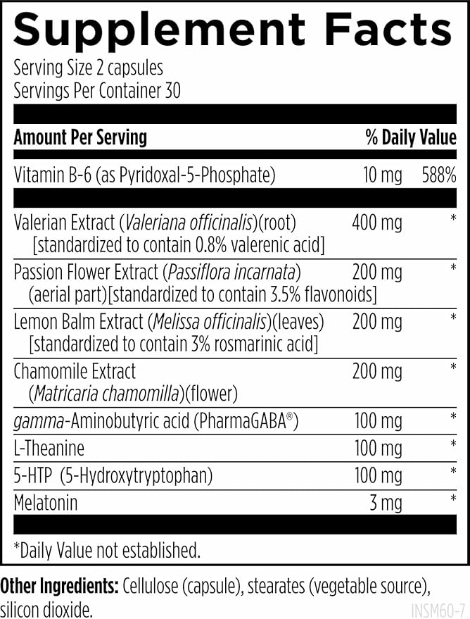 Designs for Health Insomnitol Capsules - Sleep Aid for Adults with Melatonin, L‑Theanine + 5-HTP - Calming Herbs Valerian, Lemon Balm + Passionflower - Vegan + Non-GMO Sleep Supplement (60 Capsules)
