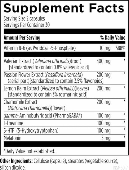 Designs for Health Insomnitol Capsules - Sleep Aid for Adults with Melatonin, L‑Theanine + 5-HTP - Calming Herbs Valerian, Lemon Balm + Passionflower - Vegan + Non-GMO Sleep Supplement (60 Capsules)