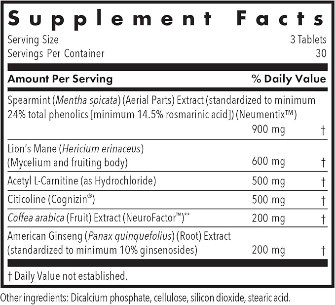 Allergy Research Group Advanced NeuroPlus Supplement - Memory & Focus Support, for Brain Function Health, Lion's Mane, Vegetarian Capsules - 90 Count