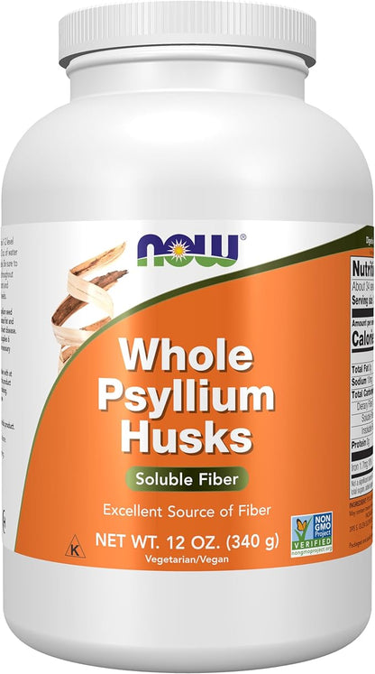 NOW Foods Supplements, Whole Psyllium Husks, Granule, Non-GMO Project Verified, Soluble Fiber, 12-Ounce
