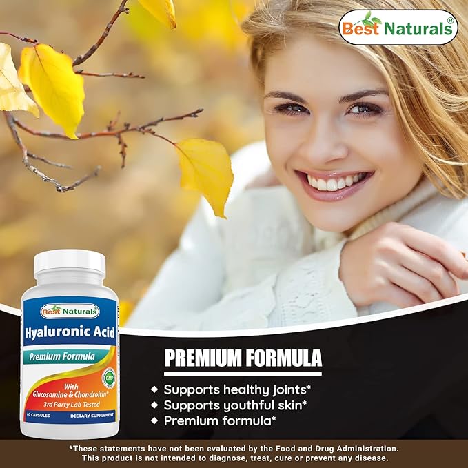 Best Naturals Hyaluronic Acid 100 mg 60 Capsules - Support Healthy Joints and Youthful Skin