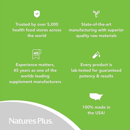 Natures Plus Biotin & Folic Acid (Methylfolate), Sustained Release - 30 Vegetarian Tablets - Vitamin B7 & Vitamin B9, Supports Hair Growth, Energy Booster, Prenatal Vitamin - Gluten-Free - 30 Servings