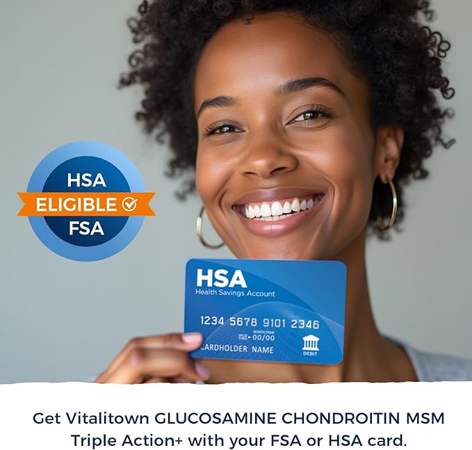 Vitalitown Glucosamine Chondroitin MSM, Turmeric, Collagen, Hyaluronic Acid, Boswellia, Quercetin, 11-in-1 Formula, Glucosamine Sulfate 1500 mg, No Shellfish, Flexibility & Comfort, 90 Caps